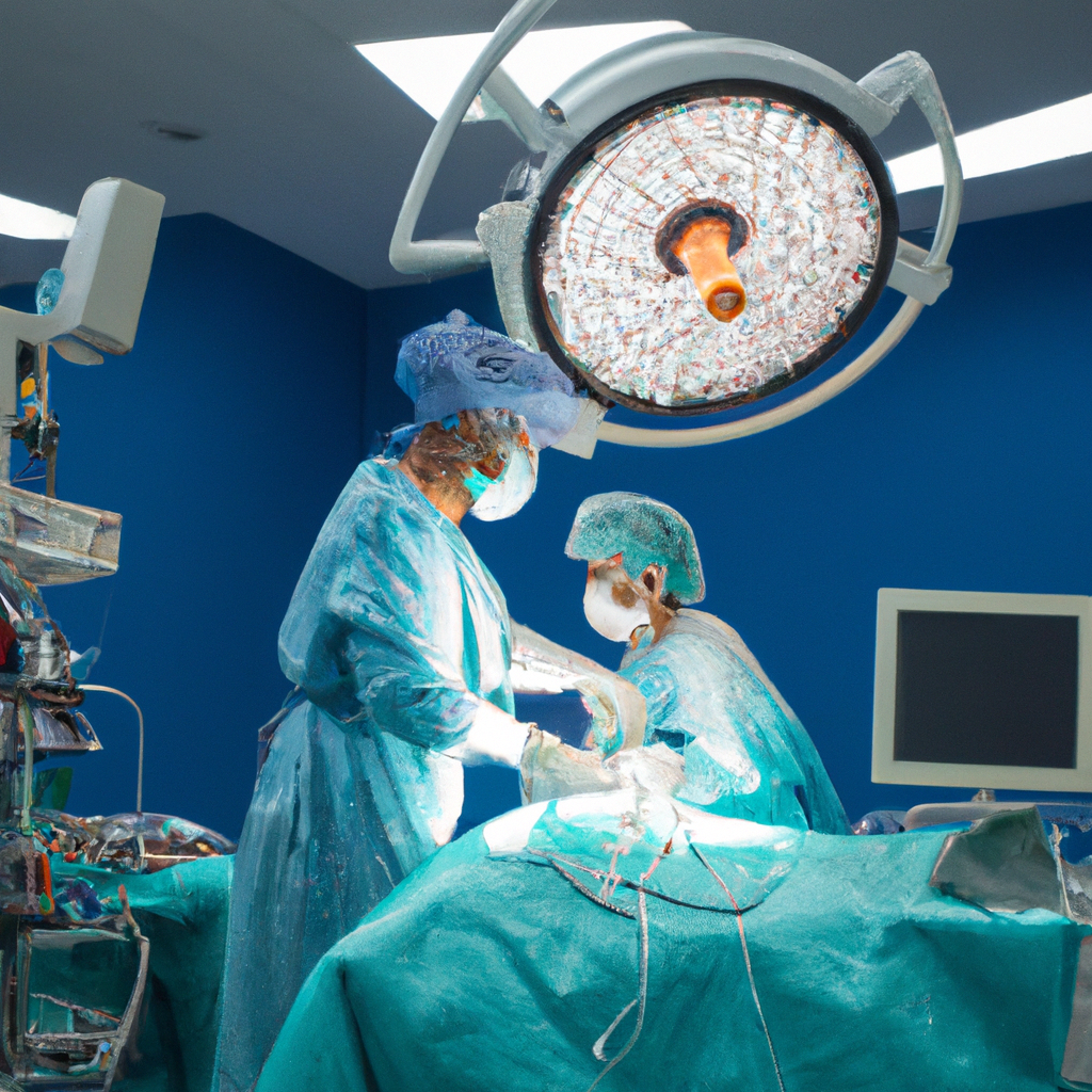 A doctor performing laparoscopic surgery procedure.