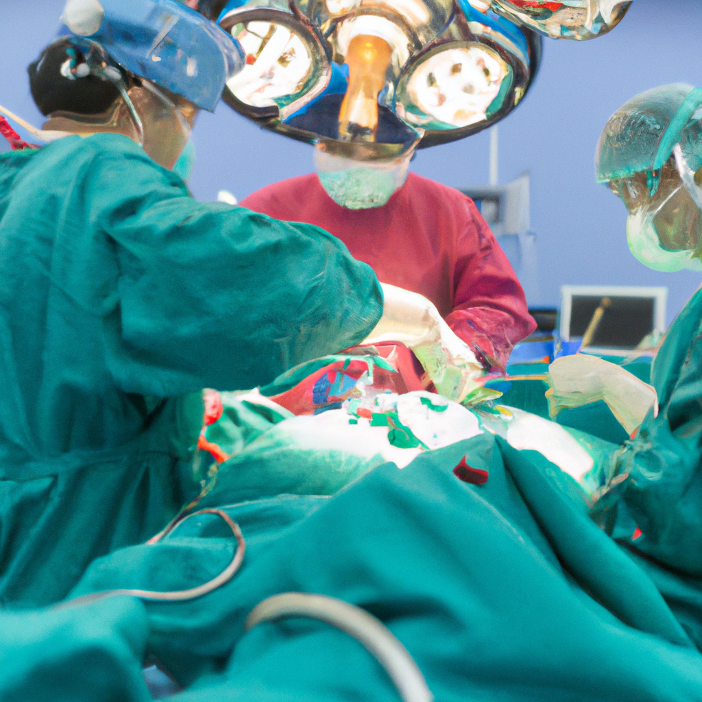 A surgeon performing laparoscopic surgery for peptic ulcer.