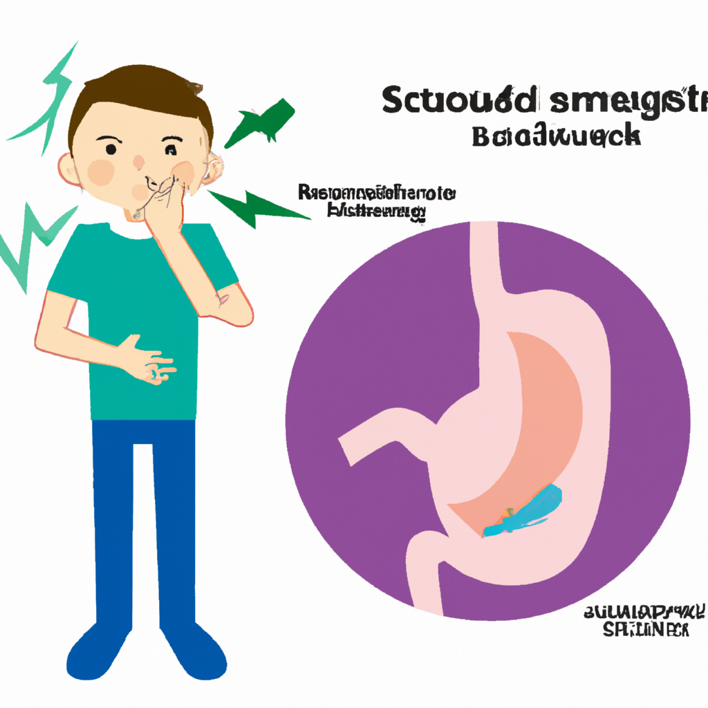 Illustration of stomach ulcer disease symptoms.